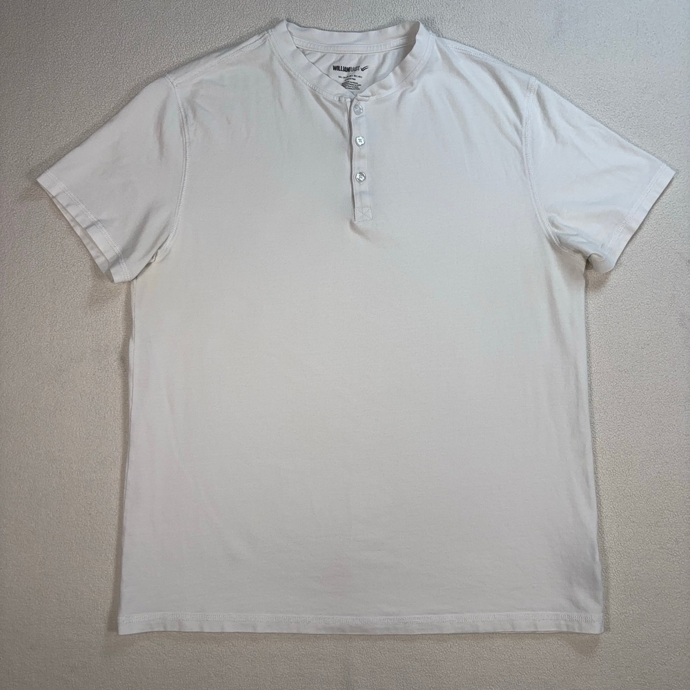 William‎ Rast Henley Shirt Men's L White Pima Cotton Soft Stretch *STAIN*